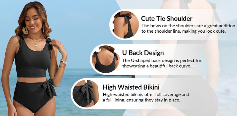 Yonique Two Piece Tummy Control Swimsuits - Women U-back High Waisted Bikini Modest Bathing Suit Two Piece 2026