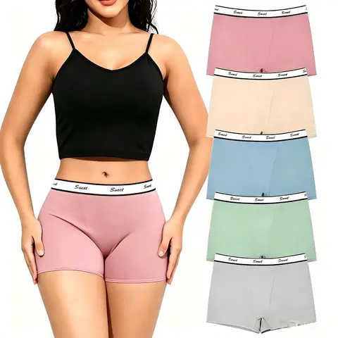 LEVAO Women's Soft Basic Cotton Low-Waist Panties - 5-Pack Elastic Full Coverage Boyshorts & Boxers, New Year Themed for Sports (S-XL),sohochic