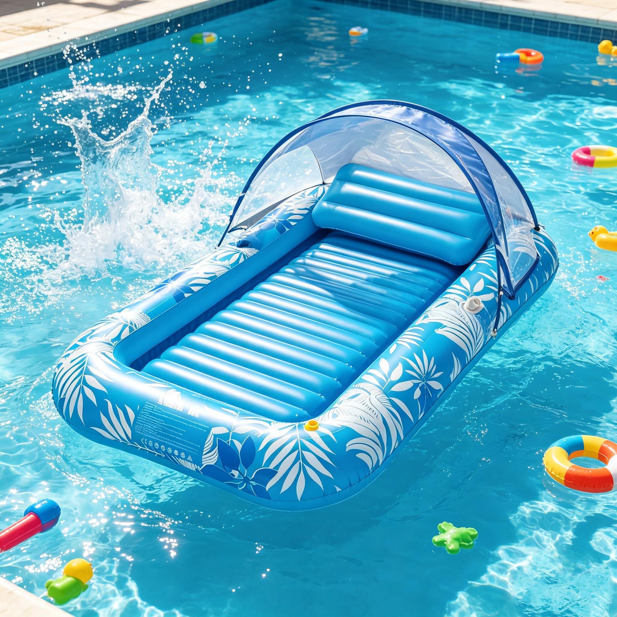 Inflatable Water Hammock, Foldable Striped Floating Bed, Inflatable Float Chair, Pool Party, Beach Fun, Relaxing Water Lounger, Inflatable Pool Floats, Pool Floaties