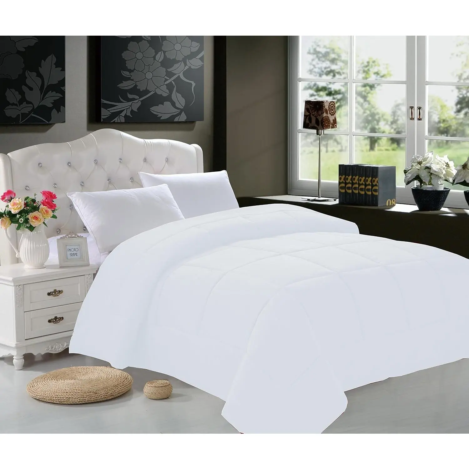 Elegant Luxury Goose Down Alternative Full Comforter (Duvet Insert), Full/Queen, White