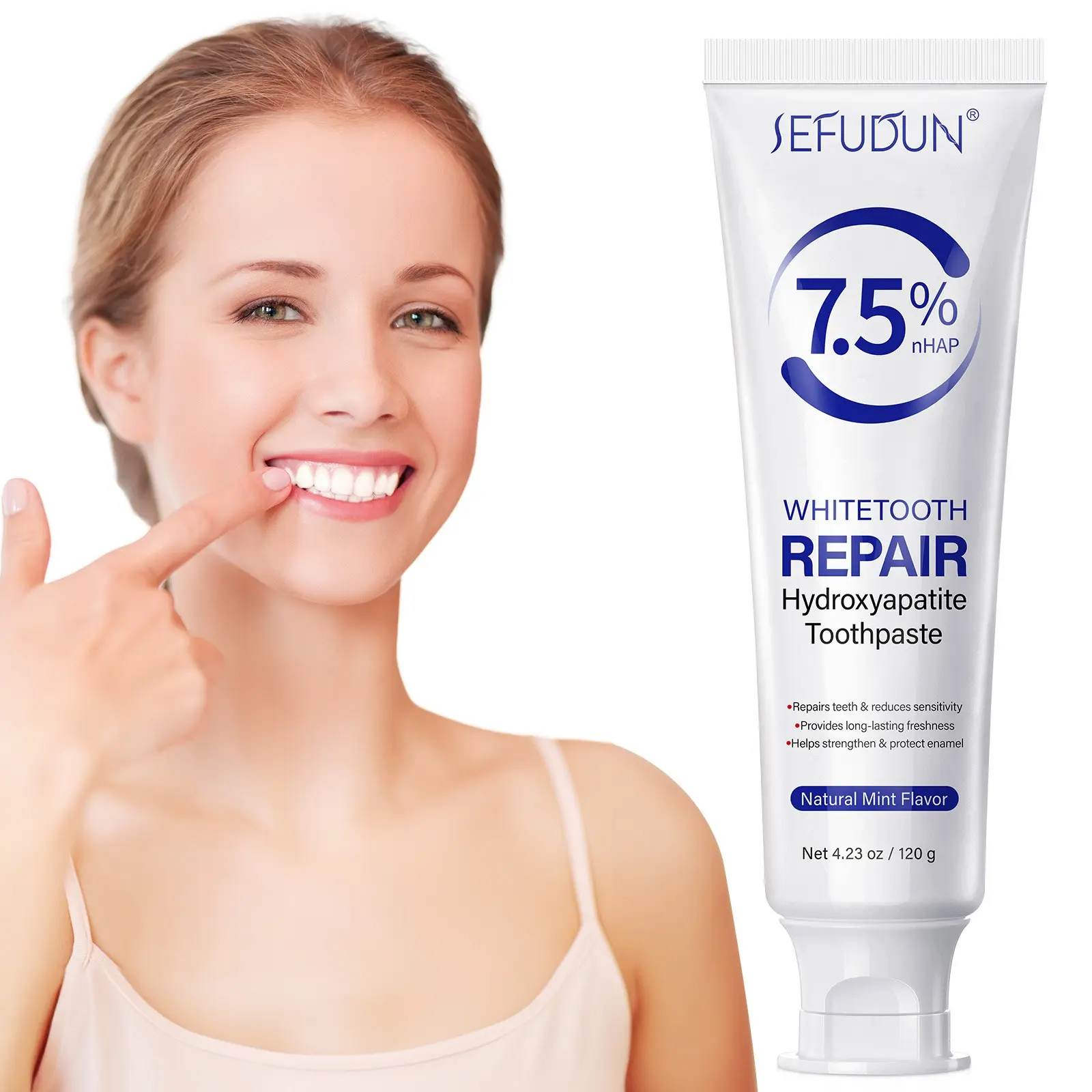 Sefudun Hydroxyapatite Enamel Repair Toothpaste 120g, Morning and Evening Brushing, Oral Hygiene, Teeth Cleaning, Dental Care Essentials