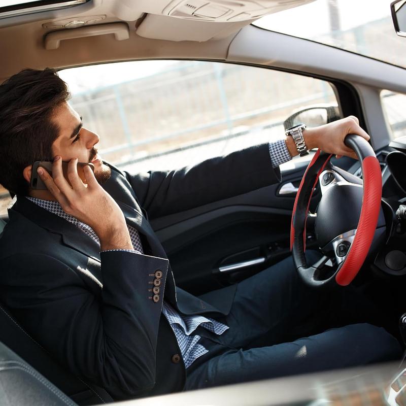 CROSSDESIGN Universal 15" Steering Wheel Cover, Car Anti-Skid Steering Wheel Cover 2pcs, Steering Wheel Grip Protector,Compatible with Most Car, Trucks, SUV, sedans,Decor Gadgets for car，Car Accessories