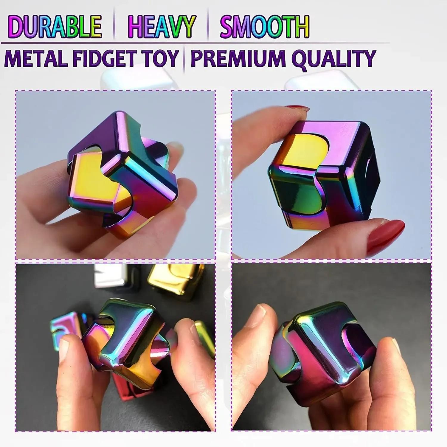 Alloy Rotating Rubik's Cube Fidget Spinner, Multi-Color Blocks Design, Smooth Spin, Stress Relief, Focus Improvement, Office Study Relaxation