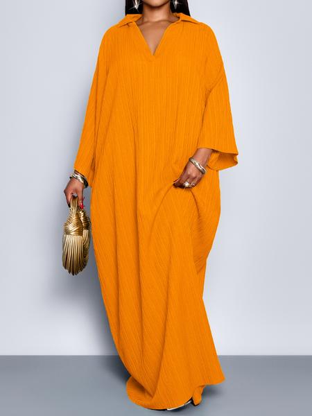 Women's Elegant Loose-Fit Fall Dress, Plain Woven Fabric, Casual Style, Moderate Thickness, Plus Size Fashion