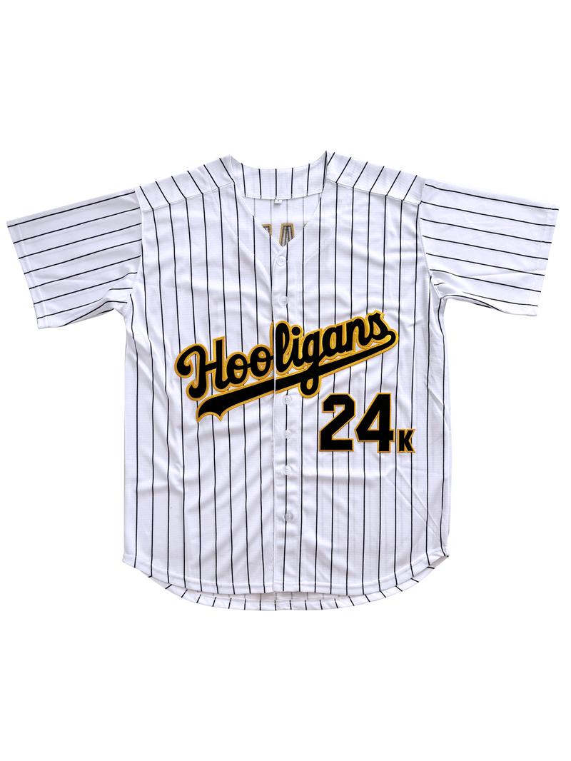 Hooligans 'Mars' 24K Baseball Jersey Men White Red Embroidery Festival Shirts Gift Party S~3XL