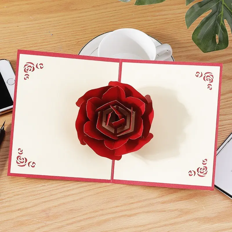 3D Pop-Up Rose Happy Birthday Card with Envelope Custom Message Card - Greeting Card for Teens Boys & Girls | Perfect for Anniversaries, Mother’s Day, Weddings & Valentine’s Day Pop Up Cards