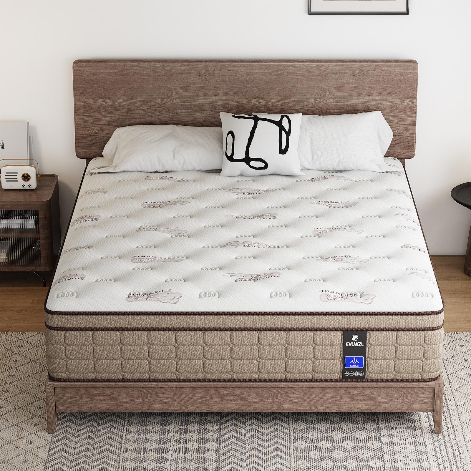 【EVLWZL】12 Inch Twin, Full, Queen, King Mattress Memory Foam And Spring, Hybrid MattressMedium Firmness, Lumbar Support, For Home Rooms Hotels, Boxed Halloween ChristmasGift Furniture Ergonomic queen size mattress Interior Modern queen size mattress