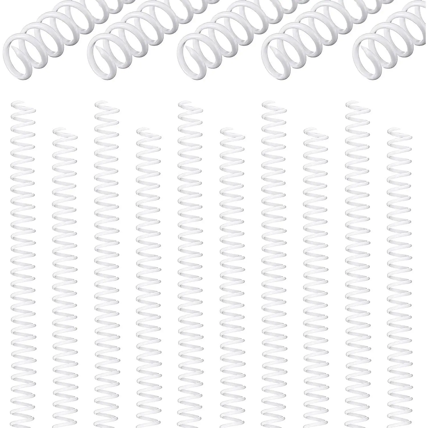 30 Pcs 8mm/5/16 Inch Spiral Binding Coil Spines 4:1 Pitch 54 Sheet Capacity Plastic Binder Combs for Teacher Office Documents Notebooks Business Proposals Reports Menus (White)