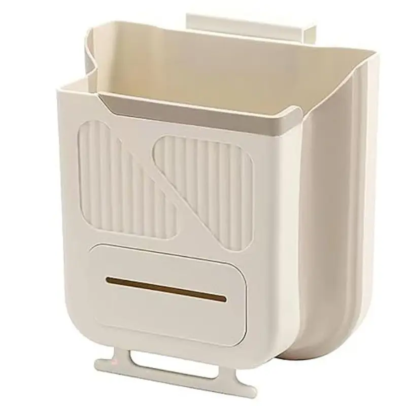 Foldable Hanging Trash Can, Space-Saving Design, Suitable for Kitchen Cabinet Doors, Bathroom, RV, Car, Camping