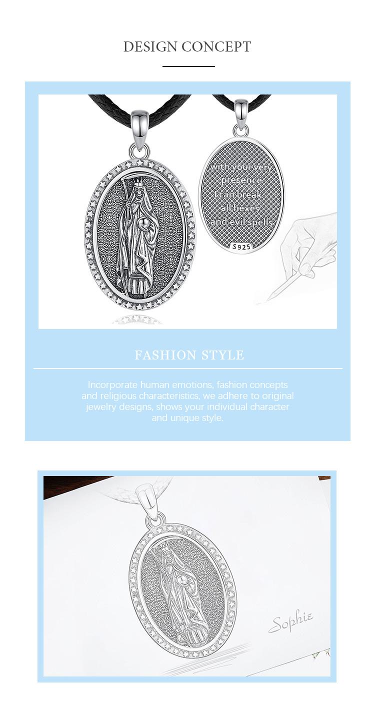 Santa Muerte Protection Pendant Necklace, 925 Sterling Silver Amulet, Mexican Saint Medallion, Holy Death Folk Amulet, Day of the Dead Jewelry