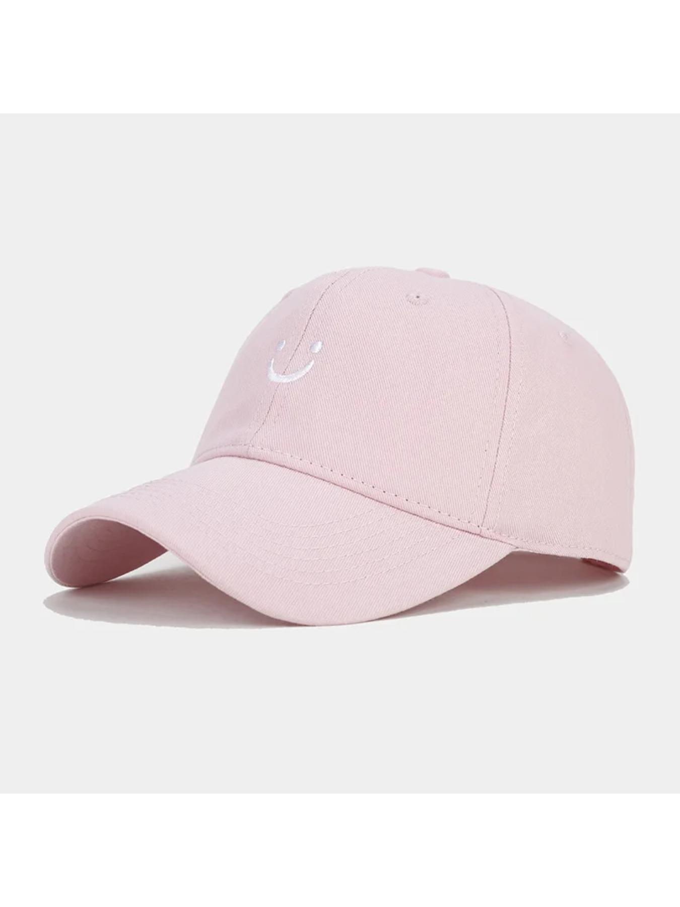 Soft Cotton Baseball Cap for Women Men Smile Face Embroidery Adjustable Low Profile Unstructured Snapback Dad Hat