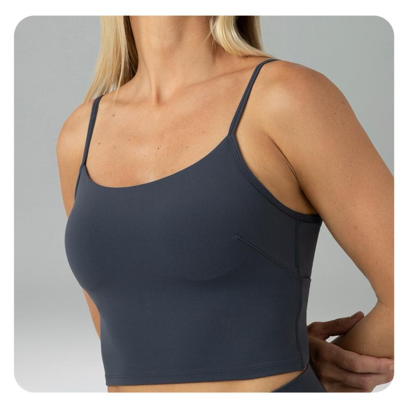 Colorfulkoala Women's Dreamlux Crop Tank Tops with Built in Bra Adjustable Workout Yoga Camisole