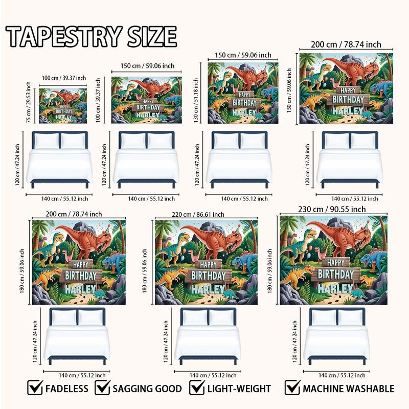 1pc Dinosaur Wall Hanging, Soft Polyester Tapestry for Bedroom, Living Room, Party Backdrop, Studio, Apartment Decor, Durable & Washable Wall Art