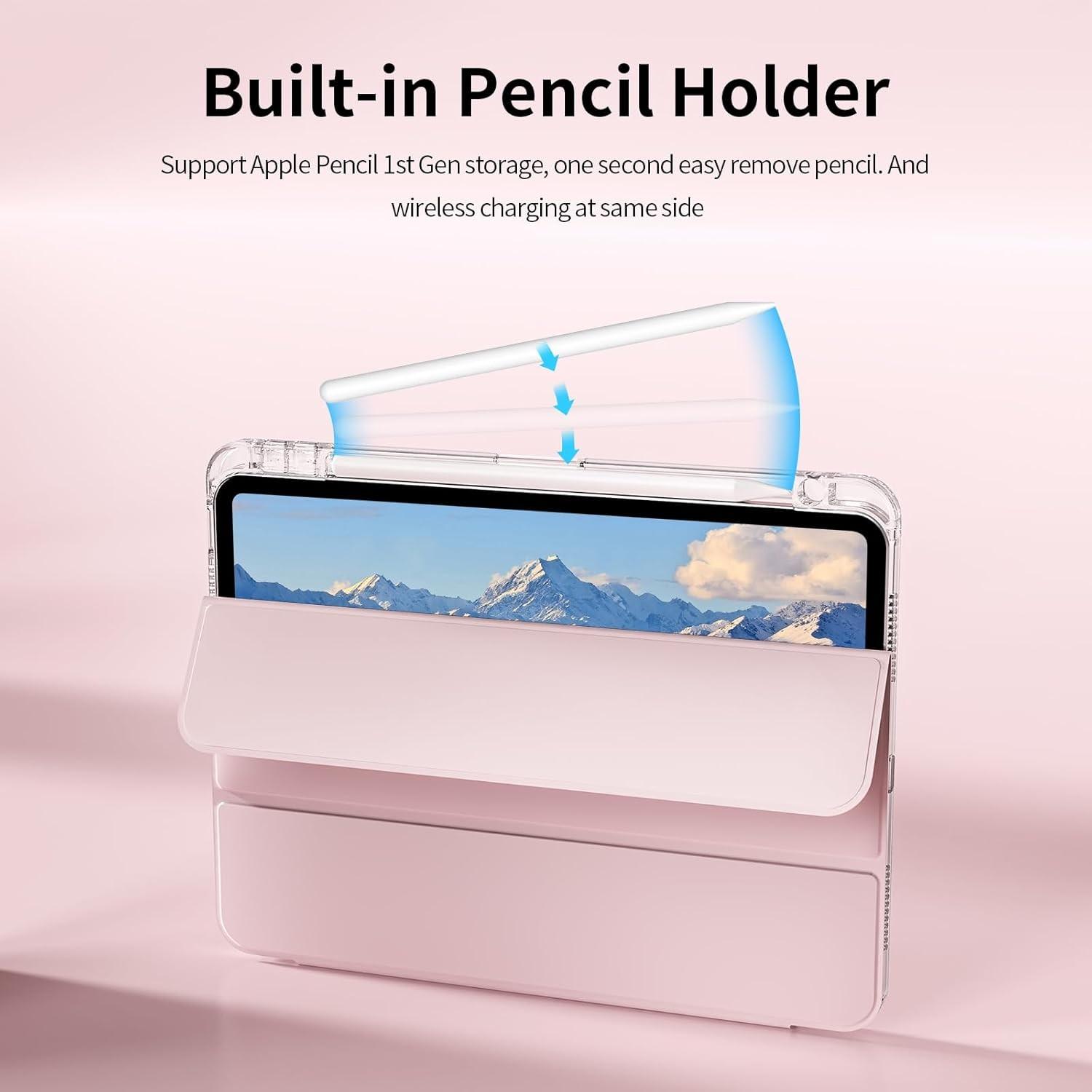 For iPad Case Compatible with A16 Models from The 11Th And 10Th Generations (2025/2022), As Well As iPad  Air M2 M3 11inch/13inch Ipads,  Ipad Pro M4 11inch/13inch， It Features a Holder for The Pencil, a Hard Clear Transparent Back Shell, a Soft TPU Shock