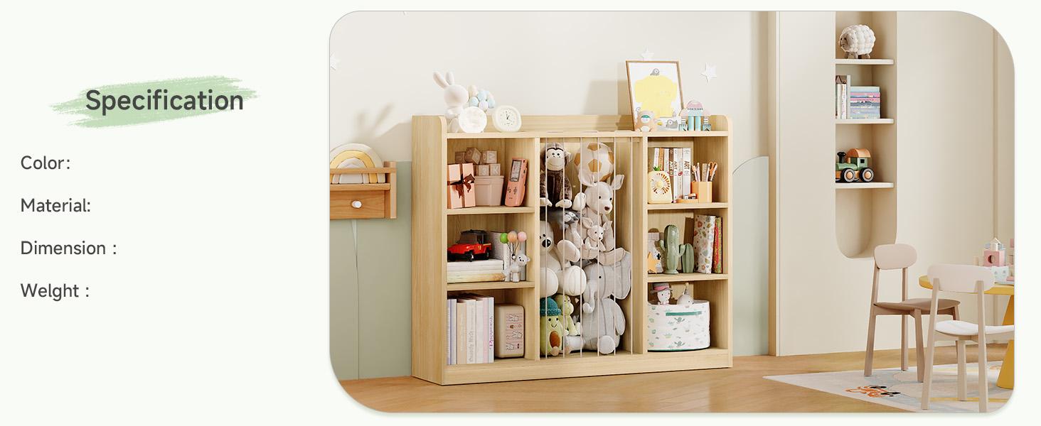 【Valentine's Day Gift】ONBRILL Toddler Stuffed Animal Zoo, Toy Storage Organizer for Playroom, Plush Toy Organizers and Storage, Book Shelf for Kids Rooms, Elastic Band Child Bookcase, Toy Shelf with 8 Storage Cubbies