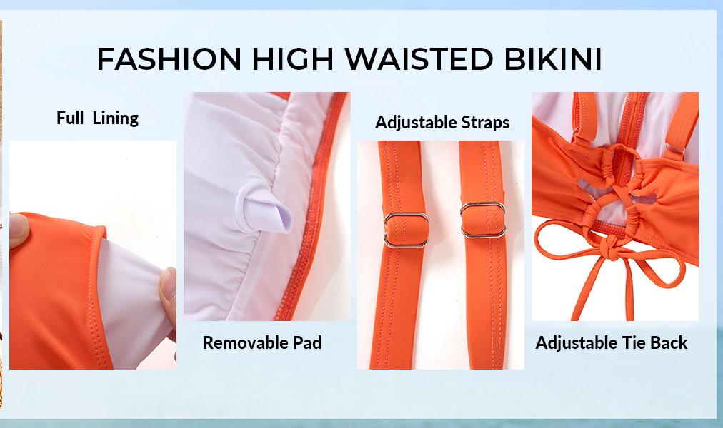 Yonique Women's Two Piece High Waisted Bikini Set Tummy Control Swimsuit Full Coverage Bathing Suit Criss Cross Bikini Top Twist Front Bikini Top with Ruched Bikini Bottoms