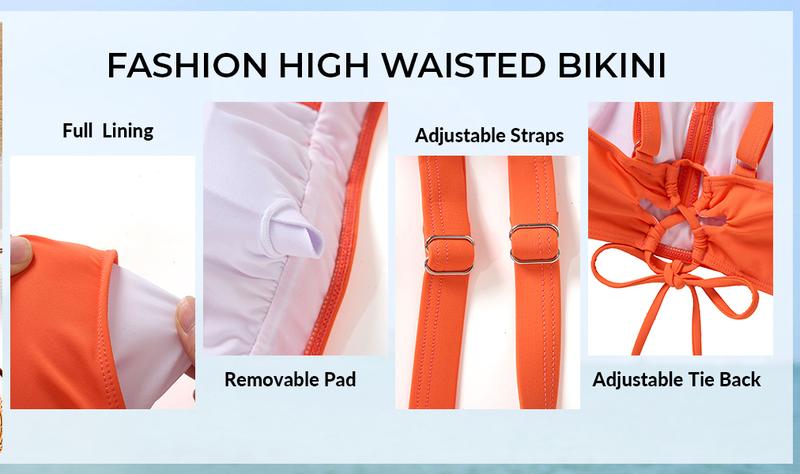 Yonique Women's Two Piece High Waisted Bikini Set Tummy Control Swimsuit Full Coverage Bathing Suit Criss Cross Bikini Top Twist Front Bikini Top with Ruched Bikini Bottoms