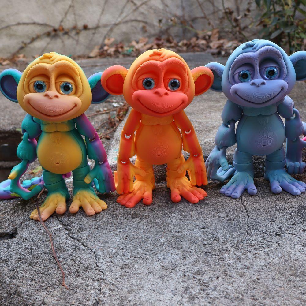 3D Printed Climbing Monkey Statue Pouch, Movable Monkey Figurine, Large Eye Realistic Primate, Craft Gift, Trendy Creative Handmade Toy