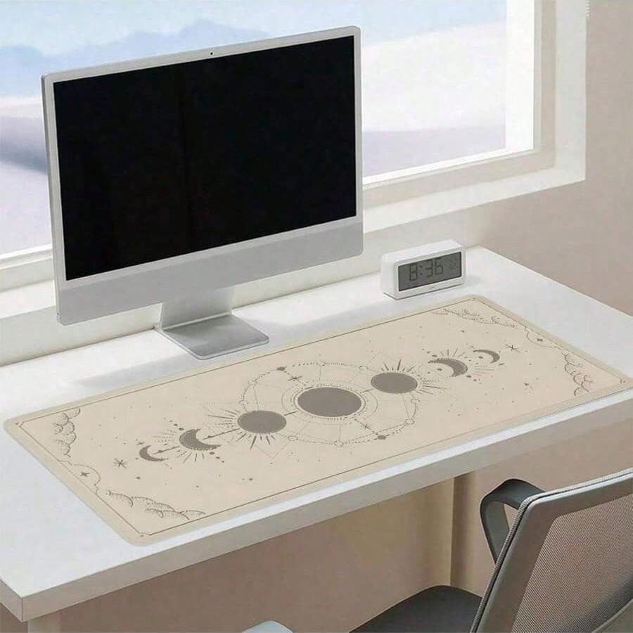 Moon Pattern Mouse Pad, 35.4x15.7 Inches, Non-Slip Base, Durable Keyboard Mat, Extended Desktop Pad, Suitable for Laptop Mouse and Keyboard