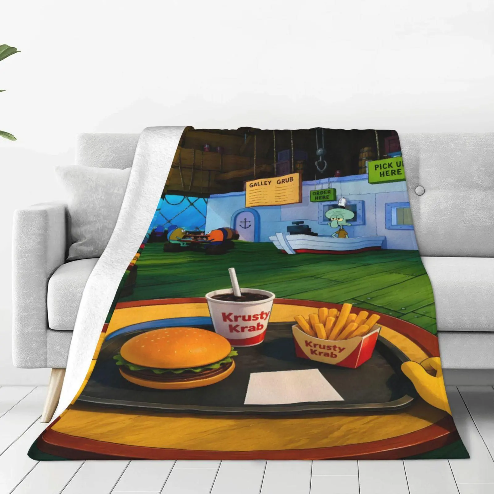 SpongeBob SquarePants Super Soft Anime Plush Throw Blanket 40*50Inch - Cozy Fleece Room Decor Blanket for Bed & Sofa, Soft Manga Anime Fan Gifts angel flannel blanket