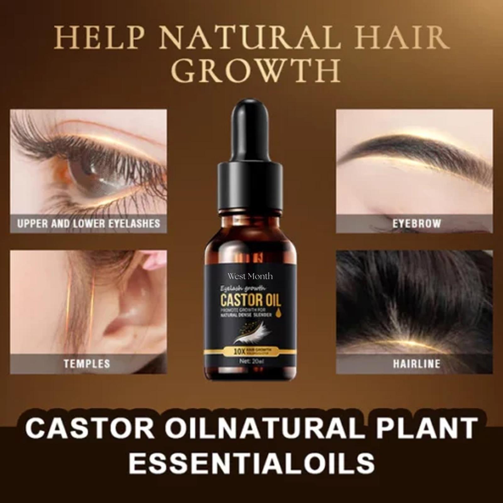 West Month Castor Oil Blend Mascara - Natural Jet Black Nourishing Lengthening Long Lash Mascara for Eyelashes, Thickening, Moisturizing, Curling, Mild Makeup Lash Care, Moisture, Black Mascara