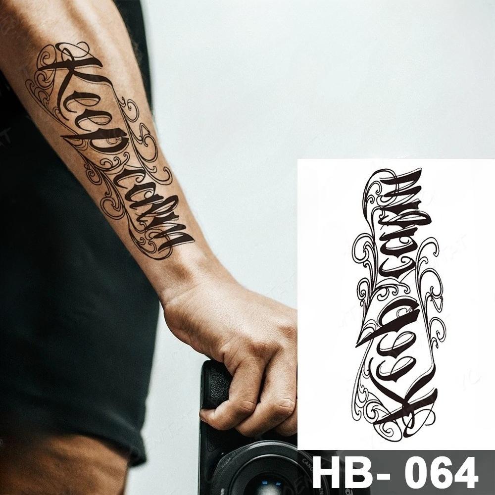 Handwritten font waterproof temporary tattoo sticker text word Chicano letter tattoo arm shoulder fake tattoo suitable for women and men