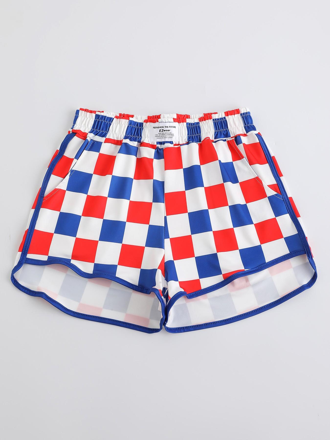 3-Pack Women's Loose-Fit Shorts, Leopard and Checkered Print, Elastic Waist, Casual Sporty Style, Fashionable Ladies' Clothing, Comfortable and Stylish