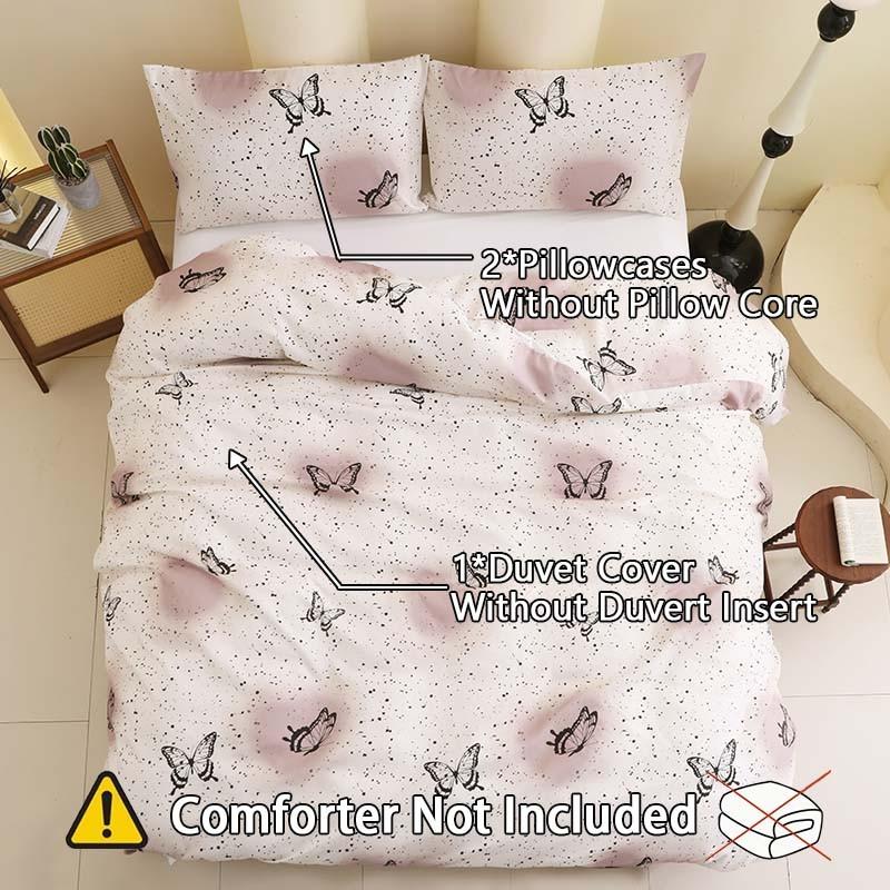 3-Piece Soft & Breathable White Butterfly Duvet Cover Set.Suitable for bedroom and guest room decoration.Includes 1 duvet cover and 2 pillowcases.Stylish and comfortable, an excellent bedding set and bedroom accessory.Ideal for all seasons.