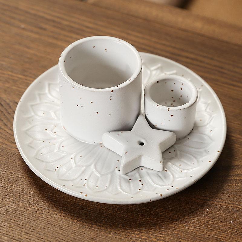 Morandi Color Ceramic Candle Holder, Nordic Style Home Atmosphere Decor, Mint Reed Diffuser, Solid Wood Tray, Home Ornament