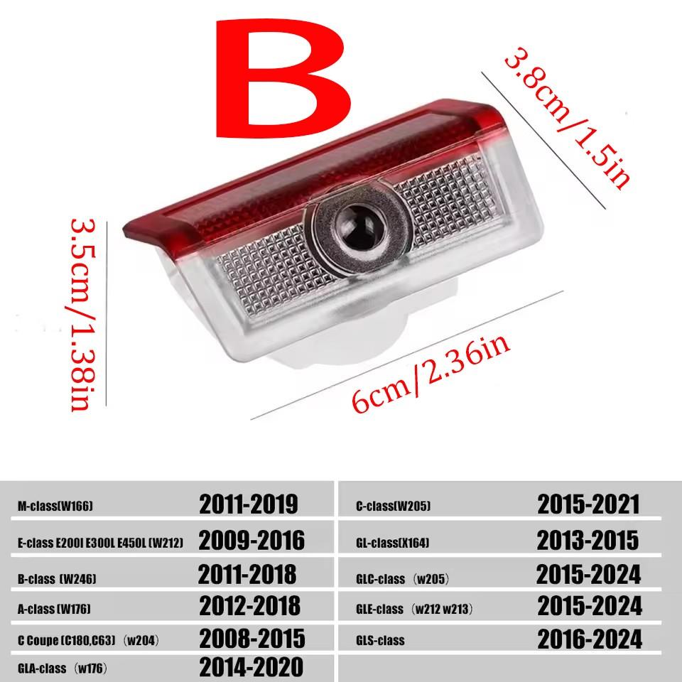 2PCS Car Mercedes-Benz Door Welcome Light Logo Badge LED HD Projector Light Welcome Light Decoration Car Accessories for Mercedes-Benz CLA W117 C117 CLS W218 C218 C-Class Coupe C205 S205 E-Class Coupe C207 A207 M-Class [W166] E-Class E2001 E300L E450L