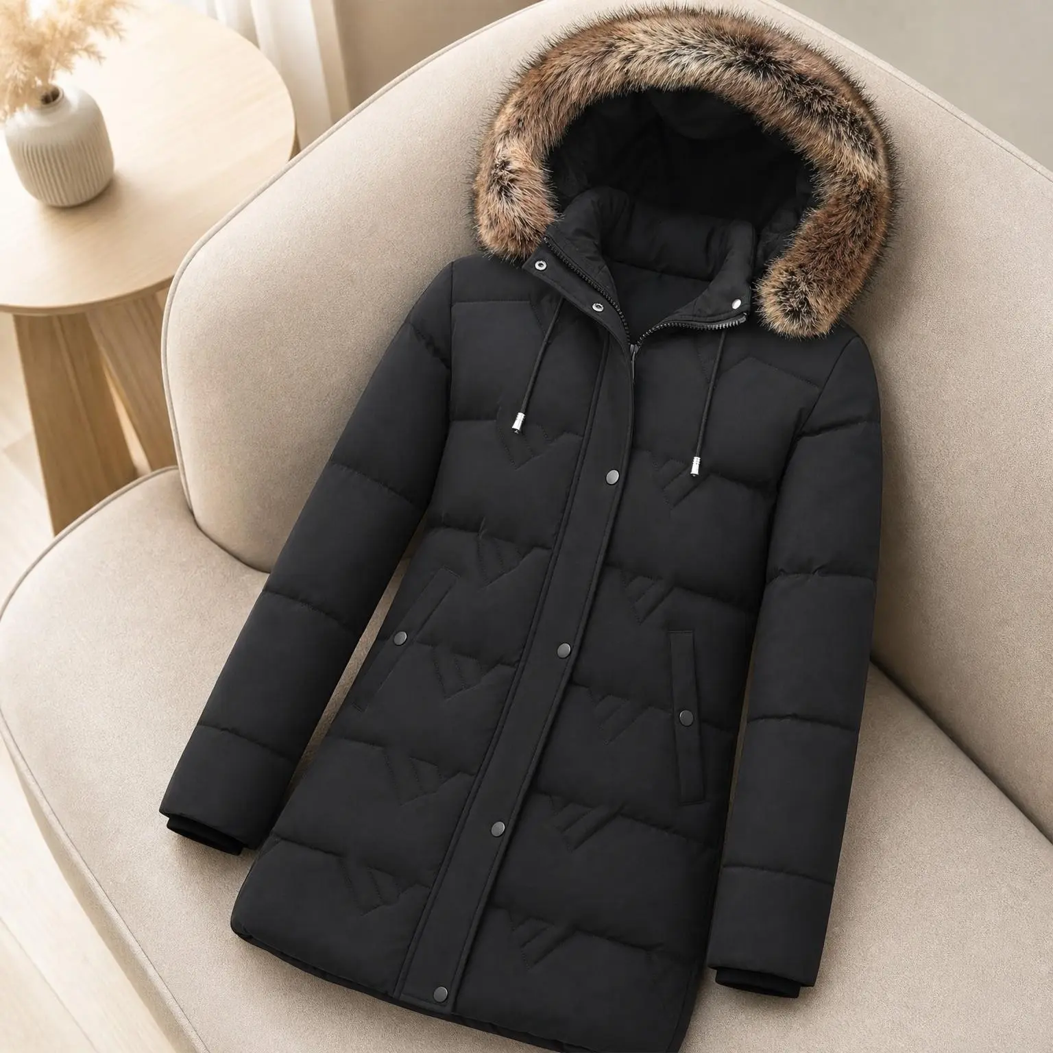Women's Waterproof Long Insulated Winter Parka Coat with Detachable HoodGift