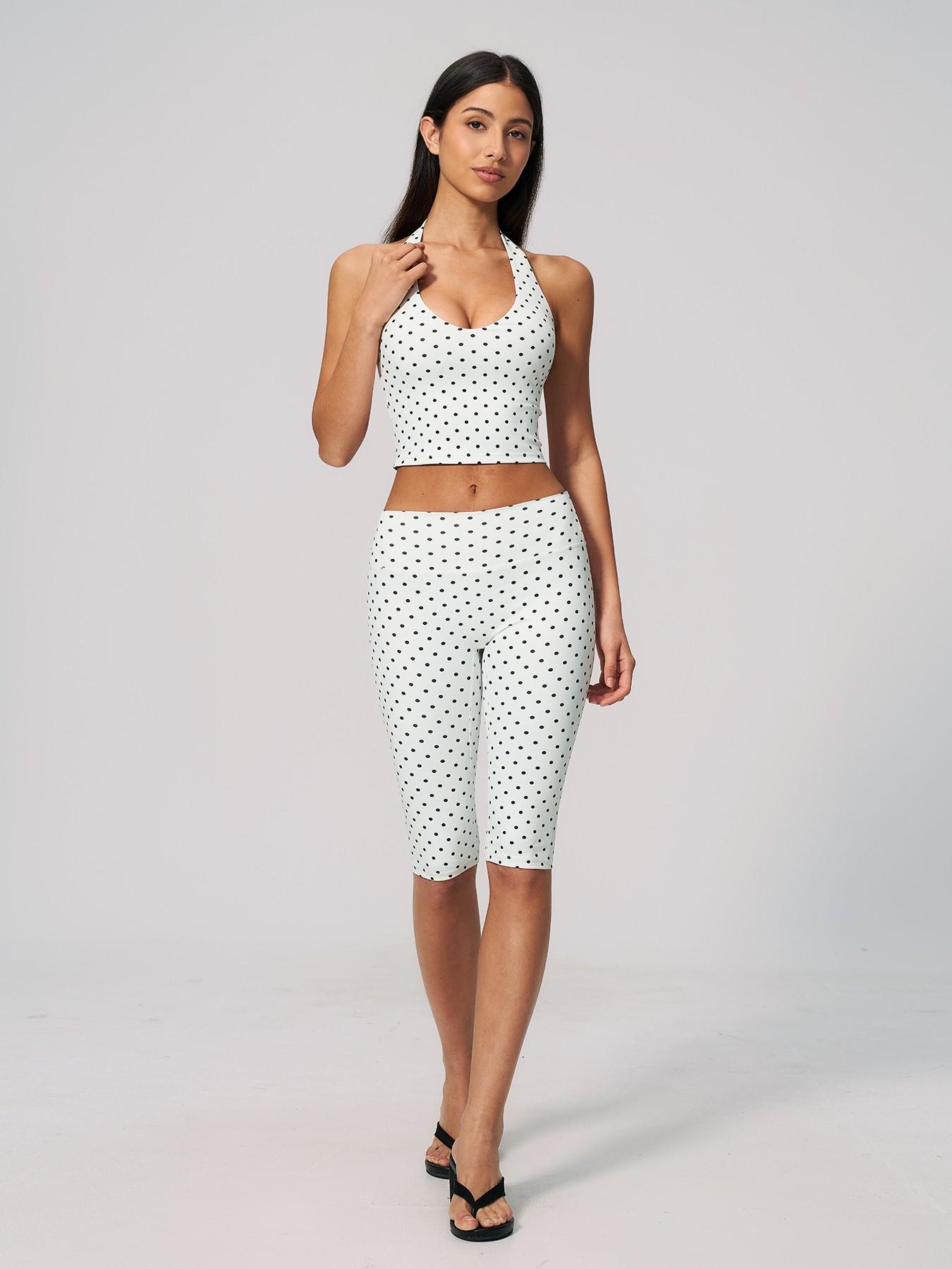New Dot Pattern Yoga Set for Women, Polyester Ammonia Print Deep V High Elastic Fitness Sports Set, Cross-Border Latest Design, Athletic Yoga Set, High Stretch Activewear, Workout Sets