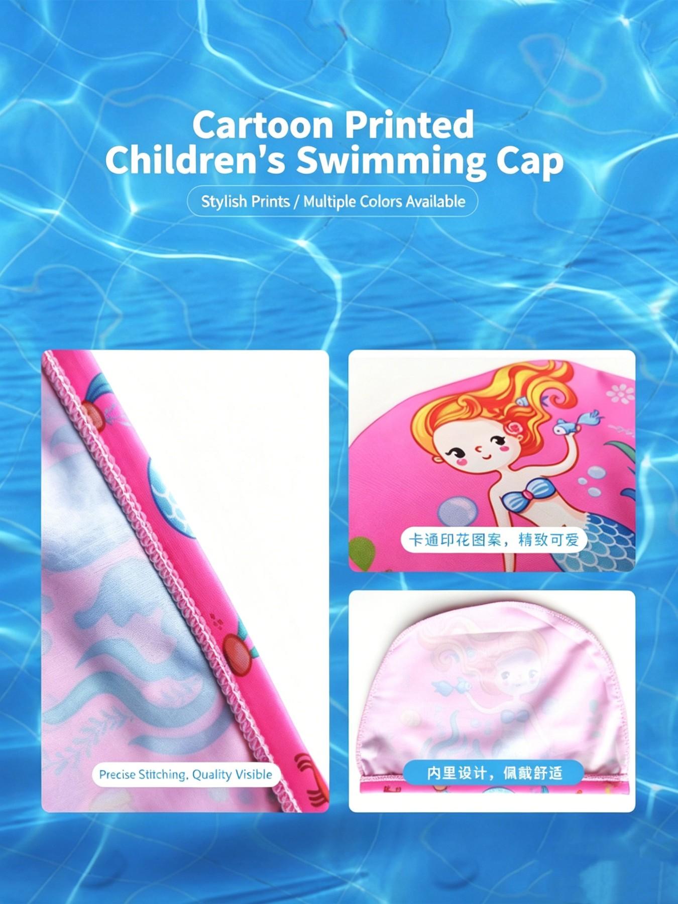 Kids Cartoon Swim Cap, Cute and Fashionable, Comfortable and Non-Pressing, Breathable Swimming Hat, Direct Factory Sale, Paper Card Packaging