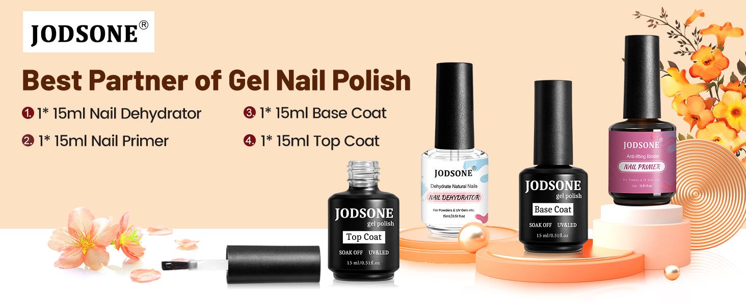 JODSONE 15ML Nail Primer Base Coat Top Coat Glossy Quick Drying Durable DIY Nail Art Design Long Lasting Gift