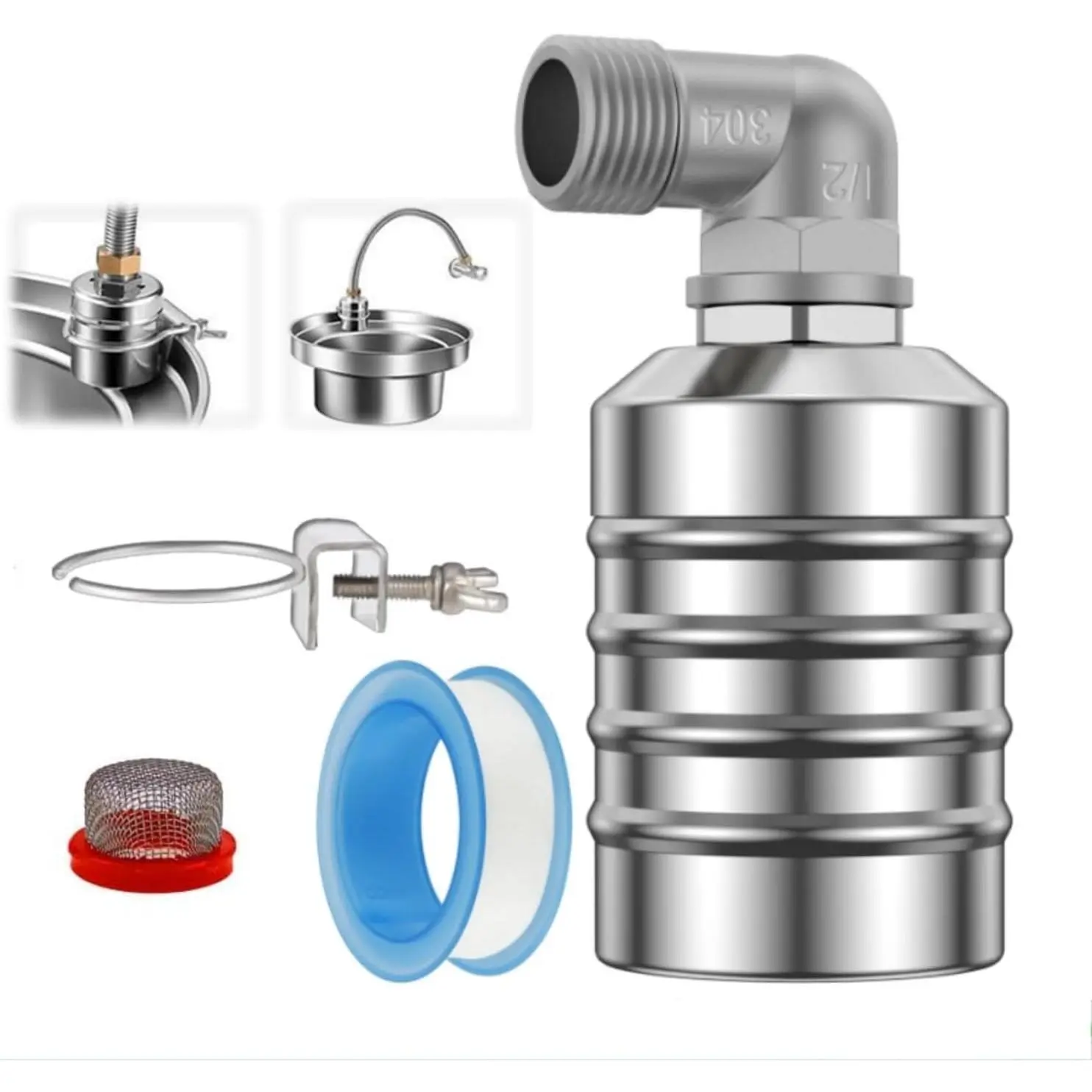 GJANSH Automatic Float Valve,1/2" to 3/4'' Water Float Valve 304 Stainless Steel Fully Automatic Water Level Control Float Valve for Water Tank, Pool, Water Tank, Livestock Troughs.