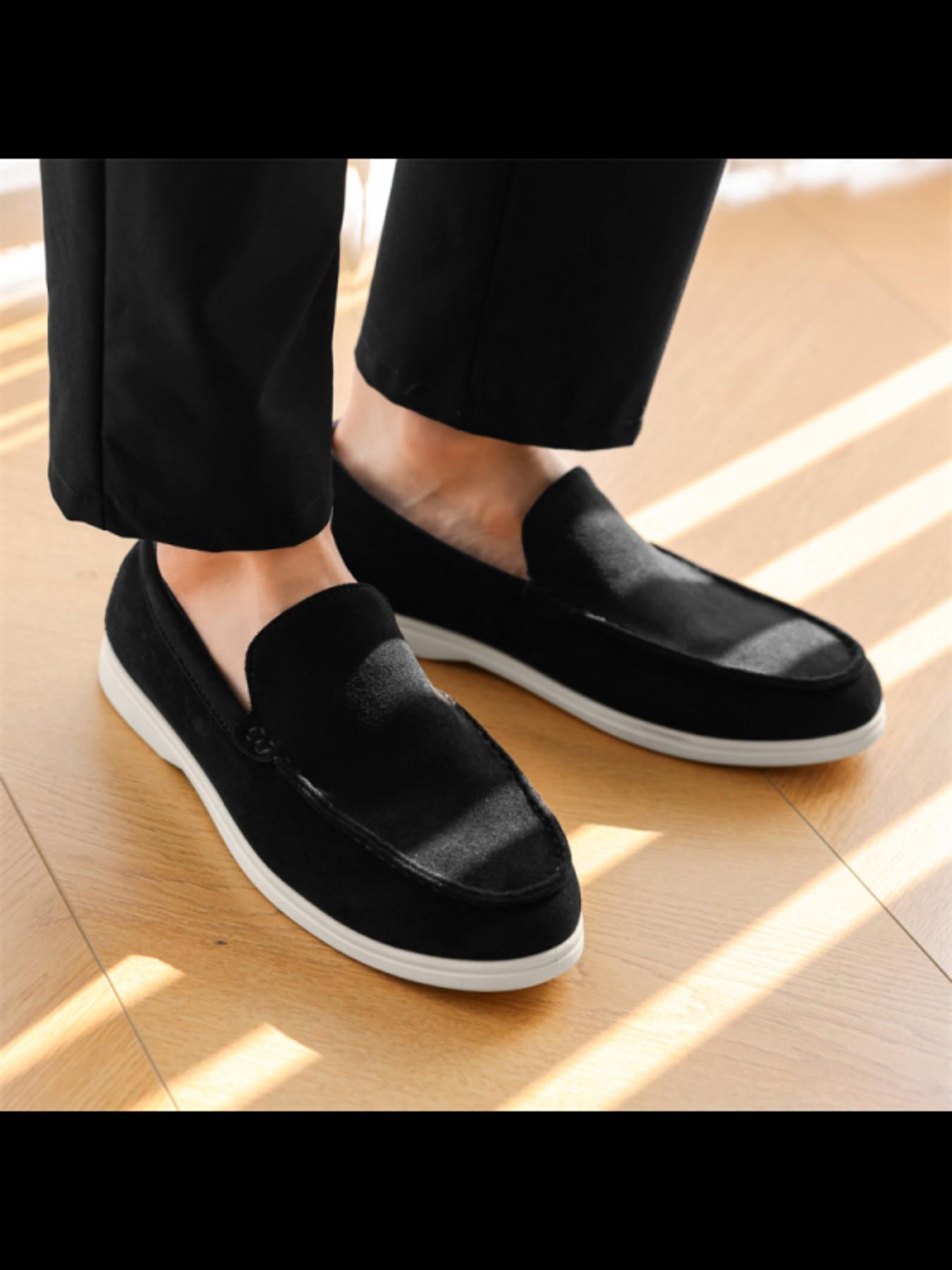 Men's Slip-On Casual Bean Shoes, Driving/at Home Wear, Suede Reverse + Lightweight Sole, Comfortable and Stylish Footwear