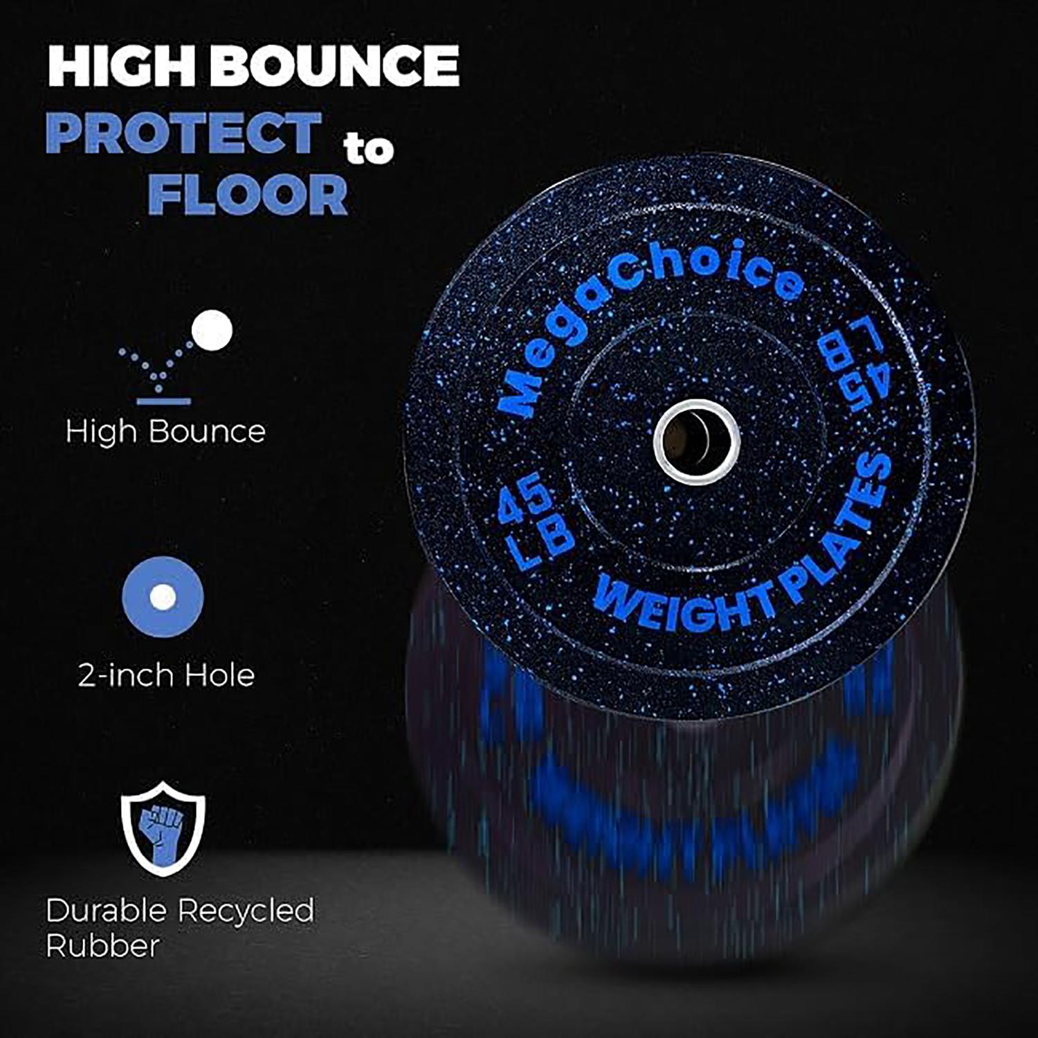 Bumper Plates, 2-Inch Weight Plates For Strength Training & Weightlifting, Barbell Weight Plates Set for Home Gym, 2pcs, 10LB, 15LB, 25LB, 35LB, 45LB