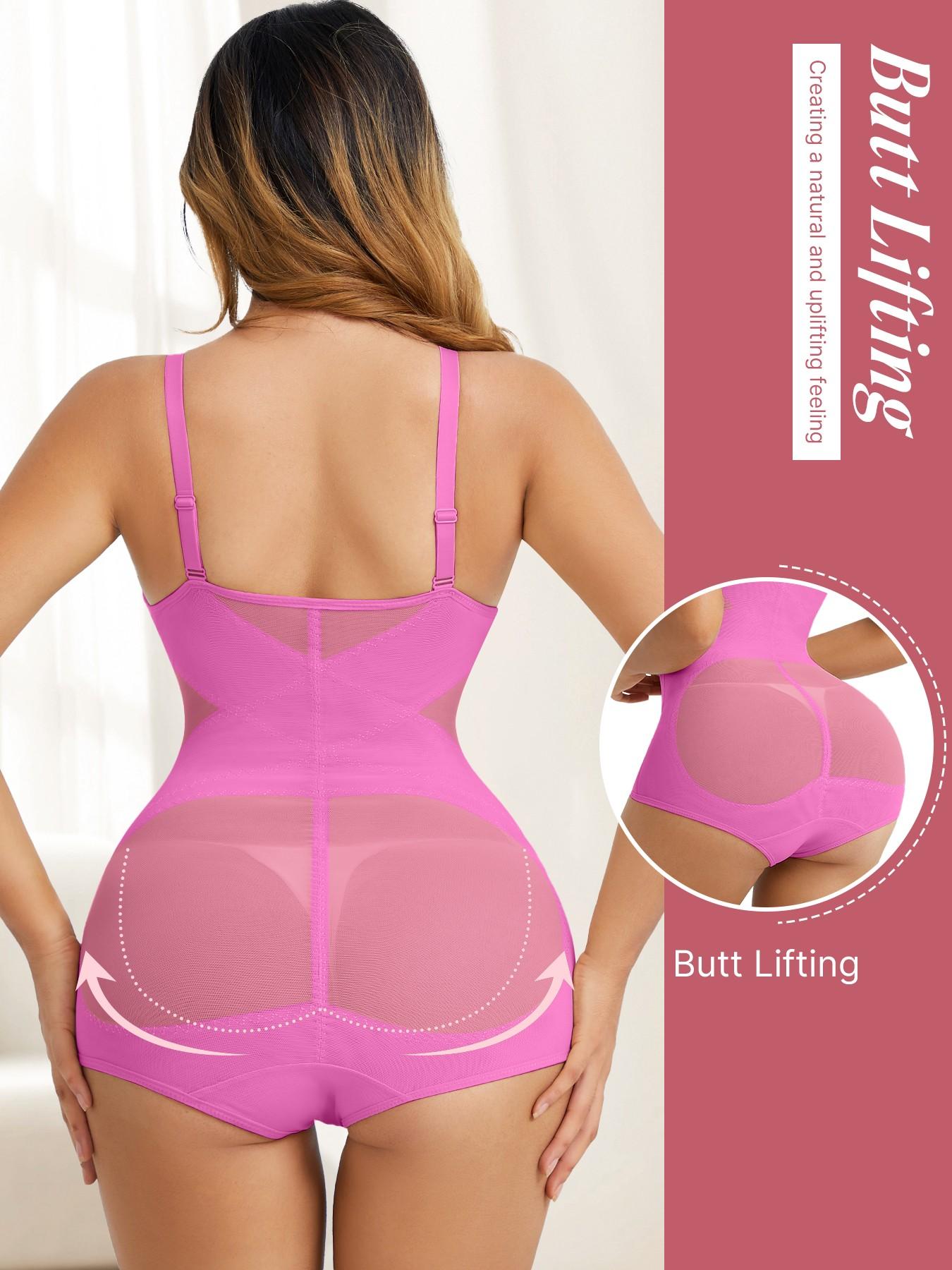 Women's Abdominal Control Shapewear Bodysuit Fit, High Elastic Breathable Mesh V-Neck Full Body Shaping Garment Elegance, Casual All Seasons Wear Underwear