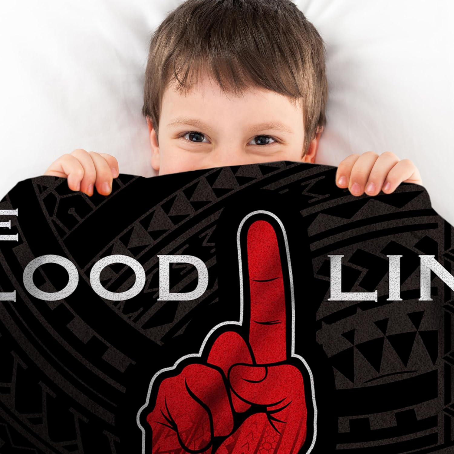The Bloodline We The Ones Tribal Pattern Flannel Throw Blanket, Black Red Tribal Hand Graphic Soft Fleece Blanket, Sofa Bedroom Decor Blanket, Gift For Professional Wrestling Fans