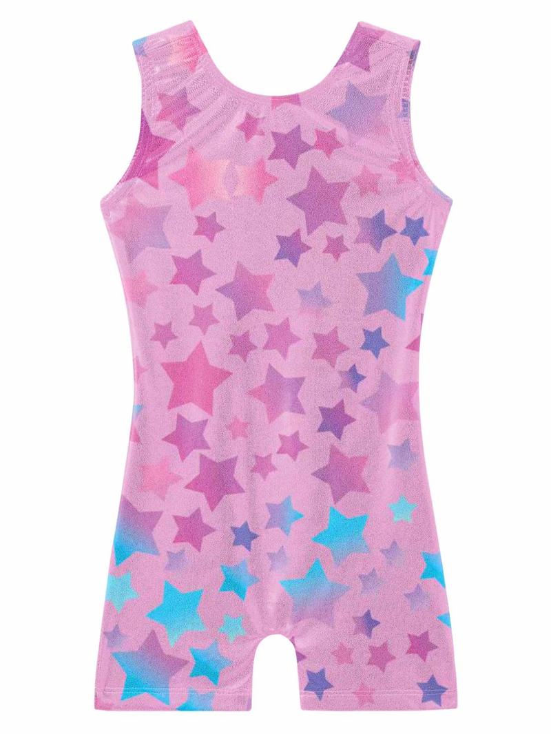 Girls' Sleeveless Print Gymnastics Leotard, Comfortable Soft Breathable Dance Training Bodysuit, All Seasons Performance