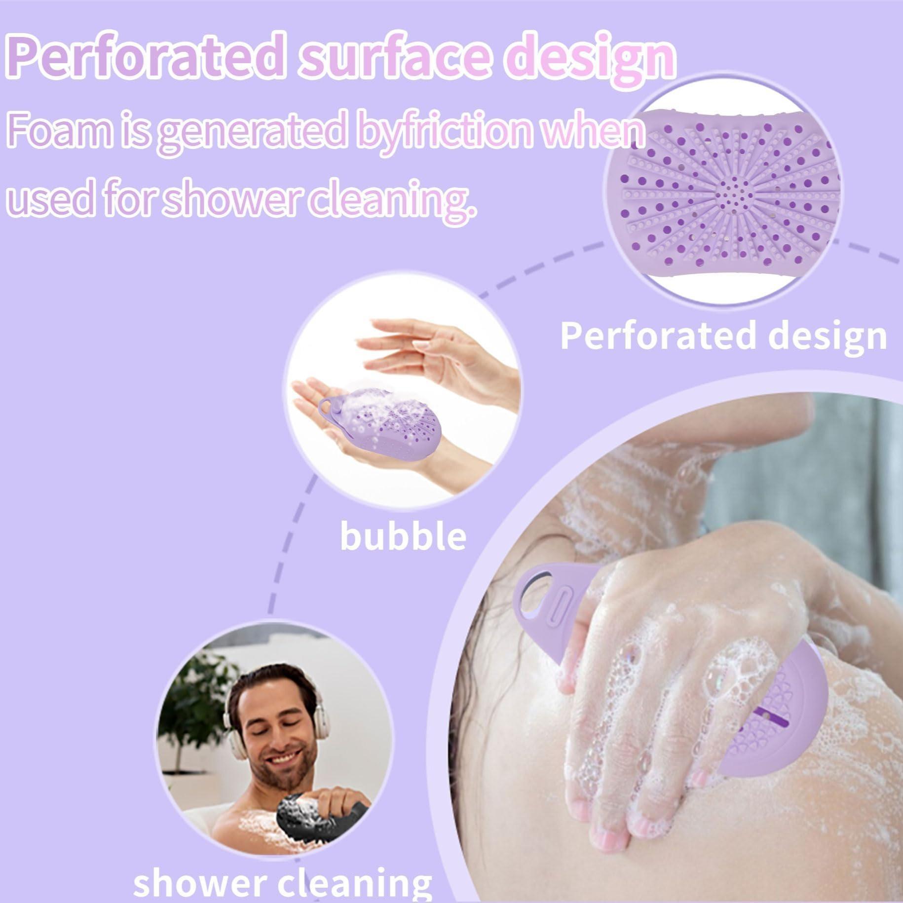 Silicone Soap Bag, Fast Drying Anti-Mold Design, Different Roughness Sides, Exfoliating Sponge Loofah Bag, Body Scrubber, Reusable, Bathroom Storage