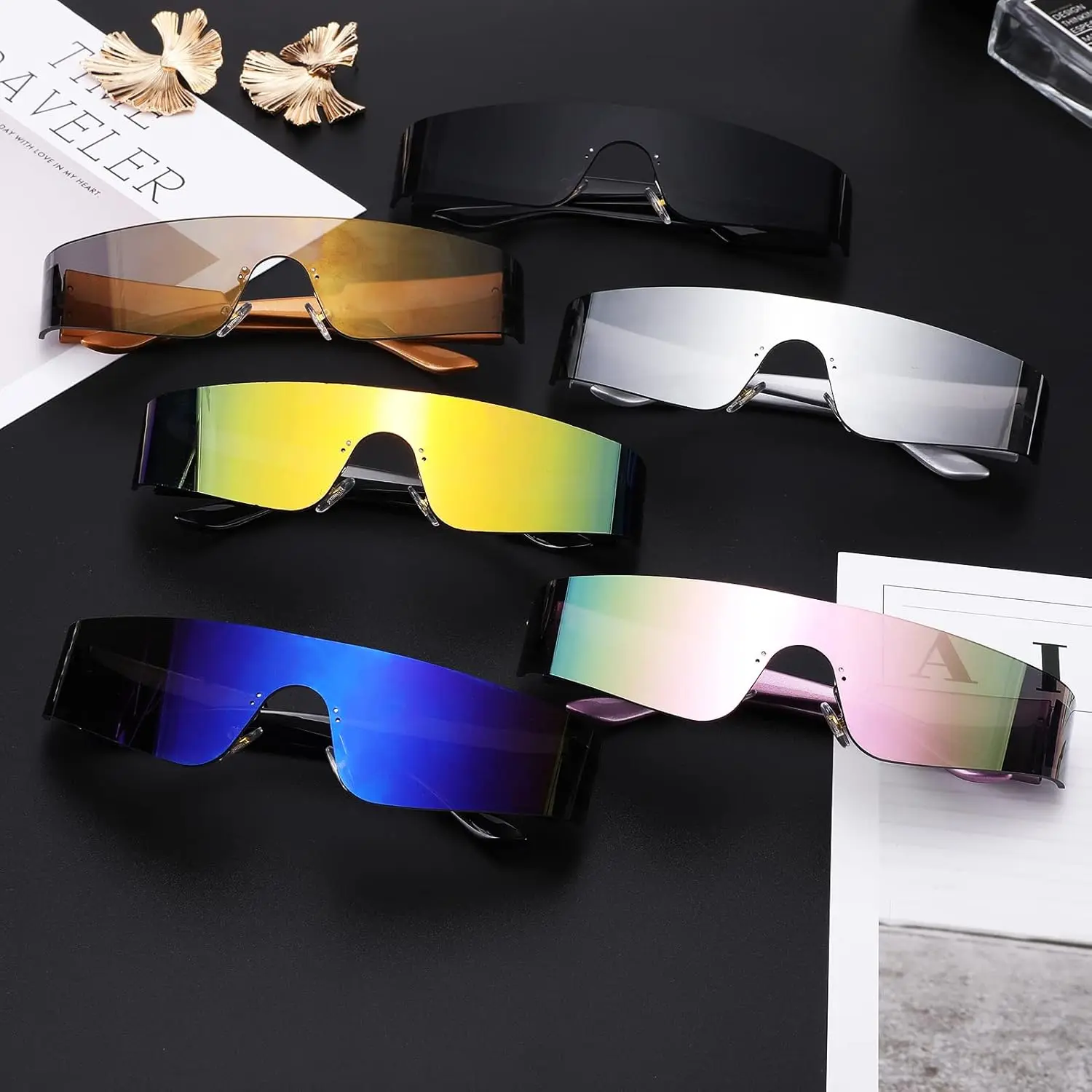 COASION Wrap Around Sunglasses for Women Trendy Rimless Futuristic Shades Y2k Shield Flat Top Fashion Eyeglasses COASION Wrap Around Sunglasses for Women Trendy Rimless Futuristic Shades Y2k Shield Flat Top Fashion Eyeglasses