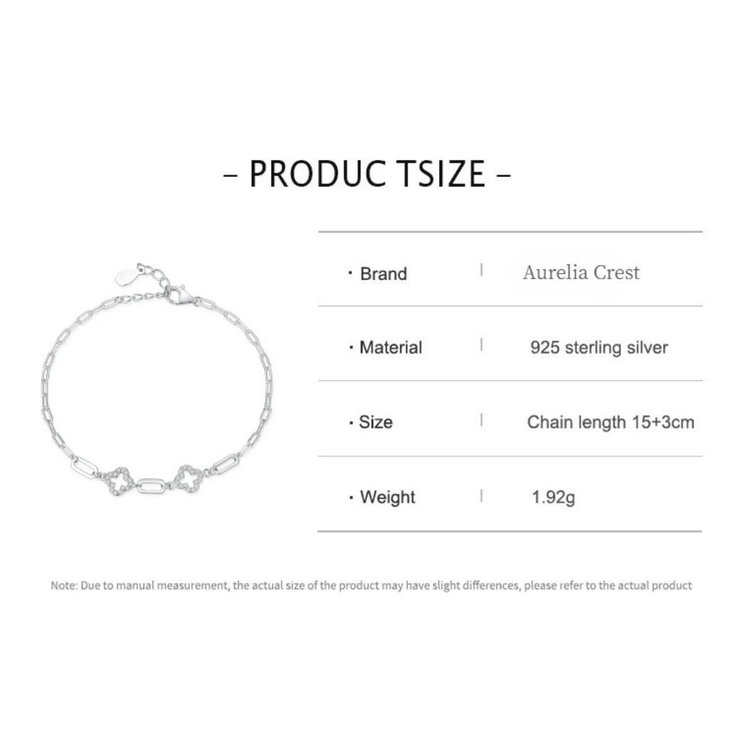 925 Sterling Silver Lucky Grass Charm Bracelet for Women Cubic Zirconia Adjustable Classic Wedding Jewelry