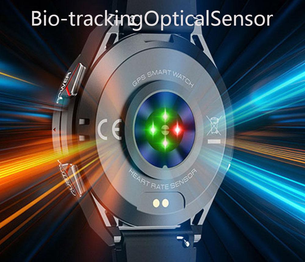 Outdoor sports 100+ sports mode, 1.43-inch full touch screen, 480mAh large-capacity battery, GPS tracking, wireless call, air pressure compass, voice assistant, message notification, compatible with IOS and Android, outdoor sports smartwatch