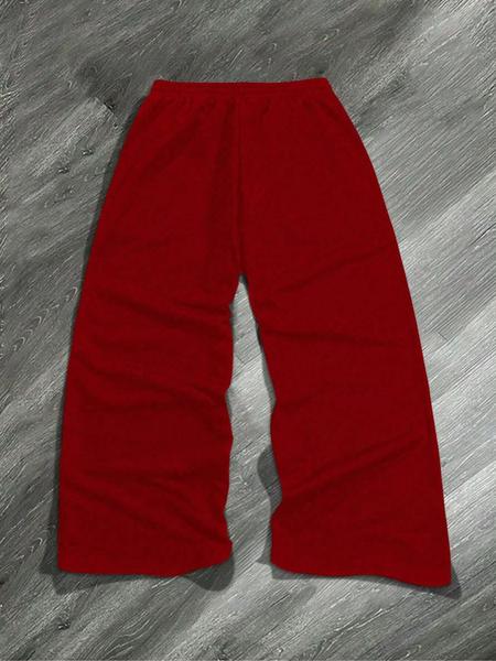 Men's Letter & Star & Striped Print Drawstring Waist Sweatpants, Regular Fit Casual Street Elastic Waist Straight Leg Trousers for Fall & Winter, Sports Casual Pants, Men's Bottoms for Daily Wear