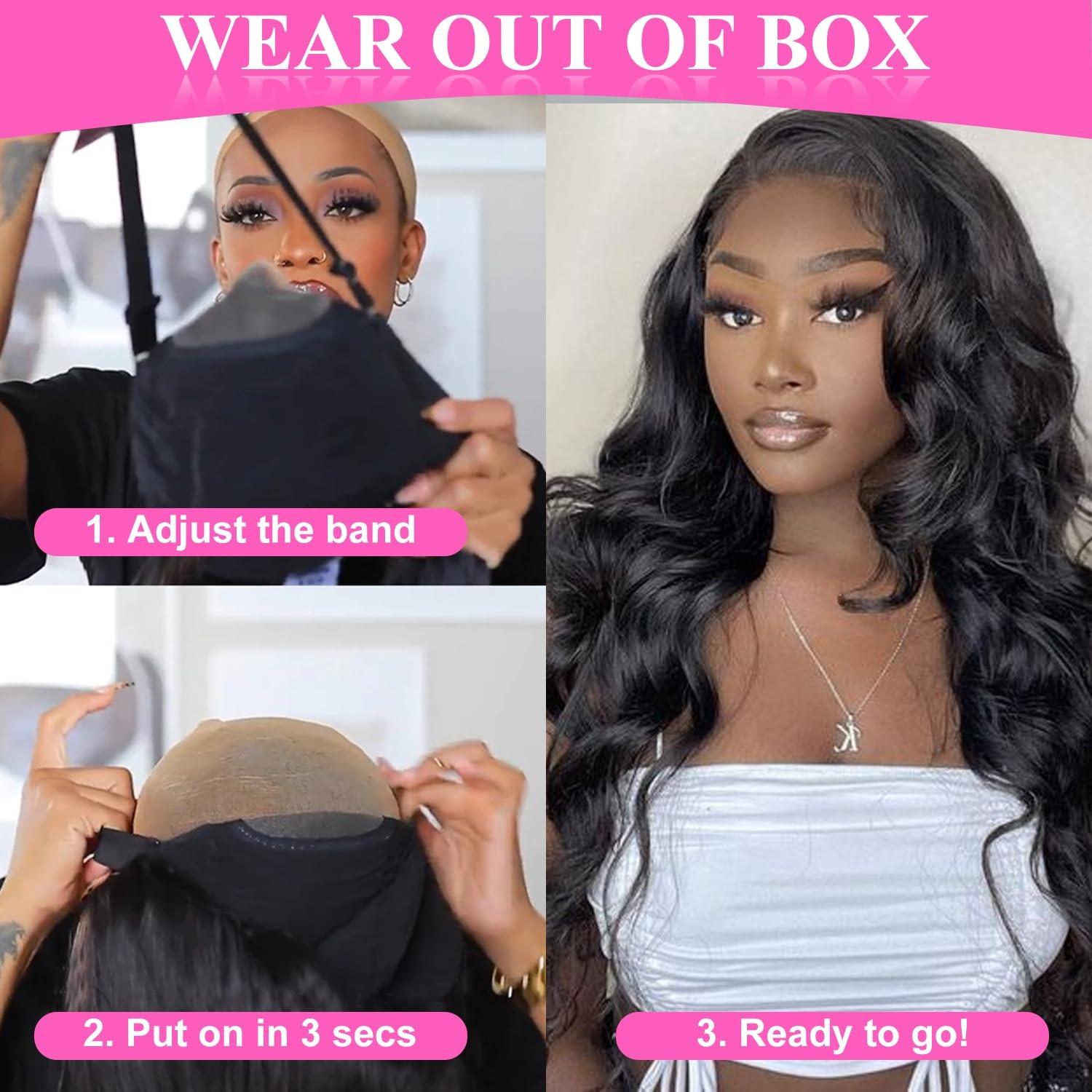 Bling Hair Glueless Wig Human Hair Ready To Wear Brazilian Body Wave 6x4 5x5 Lace Closure Wigs For Women Pre Cut 180% Density