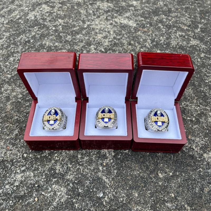 Mens fashion 2026-2025-2024 fantasy series trophy style football championship ring with brown wooden display box