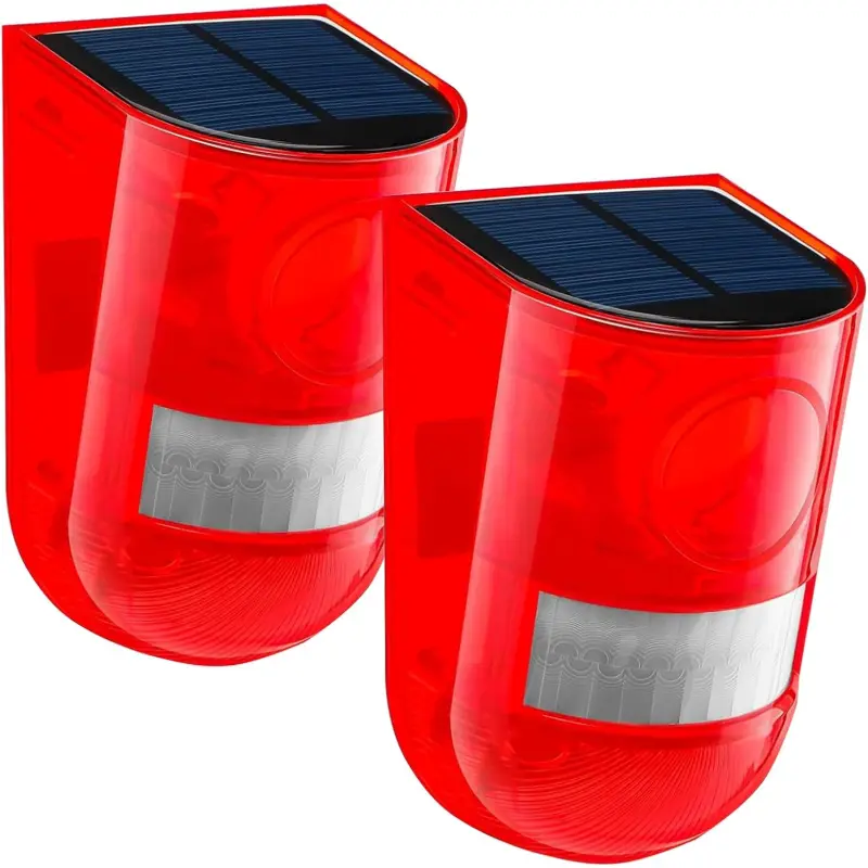 2 Pack Solar Powered Siren Alarm, 129dB Motion Sensor Security Alarm with LED Flash Light, IP65 Waterproof Outdoor Anti Theft Alarm for Home, Farm, Garage & Property