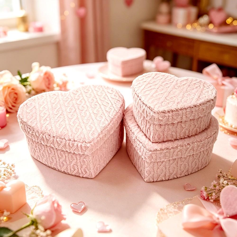 Heart Shape Gift Box Set, Paperboard and Velvet Material, Elegant Design, Perfect for Valentine's Day and Weddings, Ceremony Gift Box