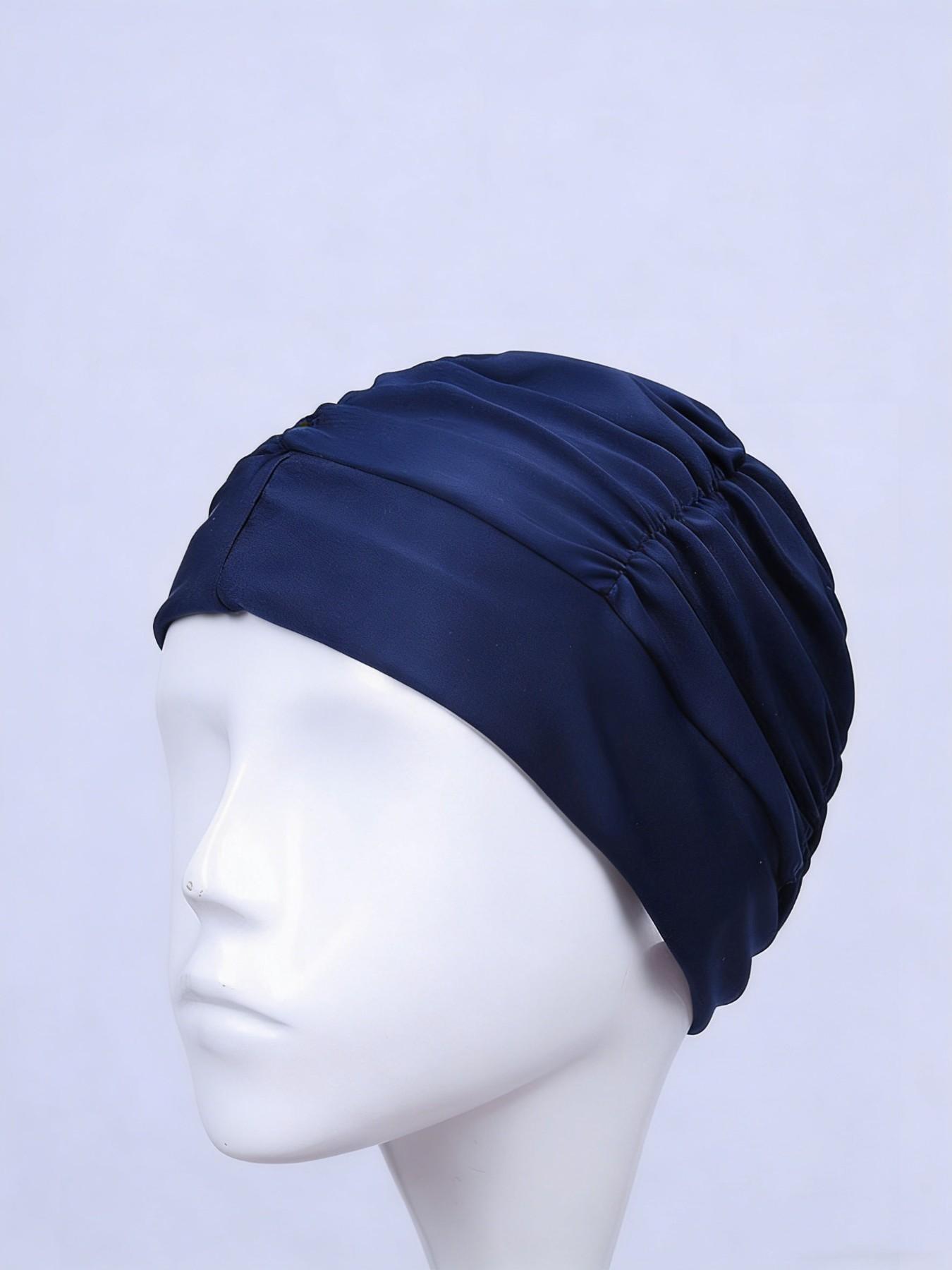 Comfortable Non-Pressing Large Size Long Hair Wrinkle Swim Cap, Solid Color Fabric Swim Cap for Women, Nylon Material Swim Hat